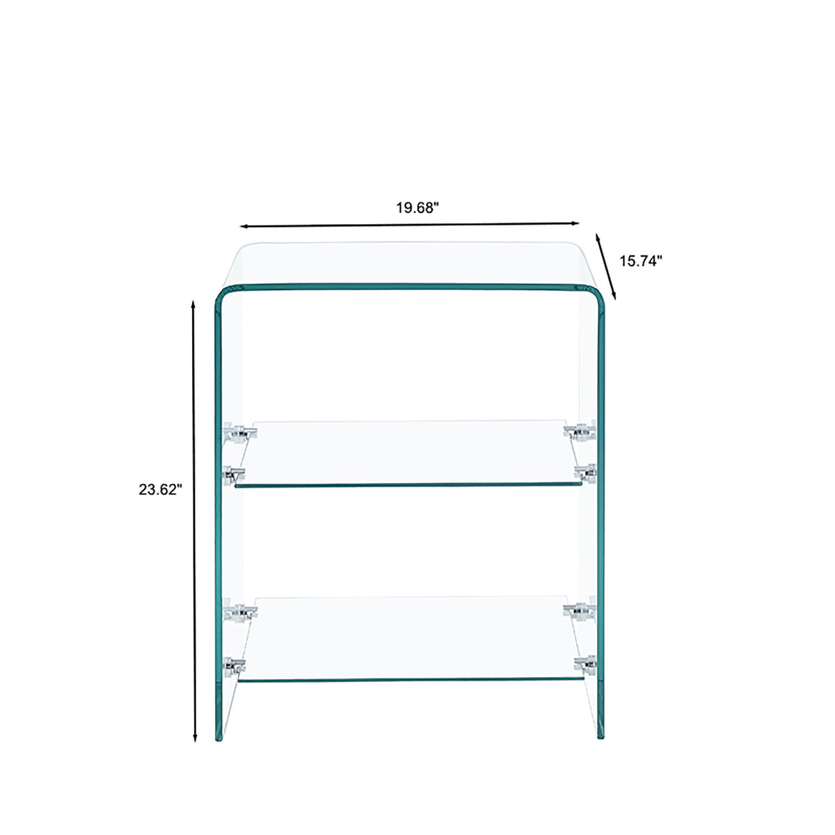 Tempered Clear Bent Glass Side Table Sofa Table, Multi Purpose Use, Premium Tempered Glass - Transparent