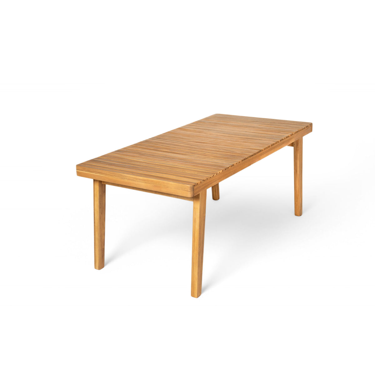 Outdoor Dining Table With Slatted Top, Ideal For Patio - Natural
