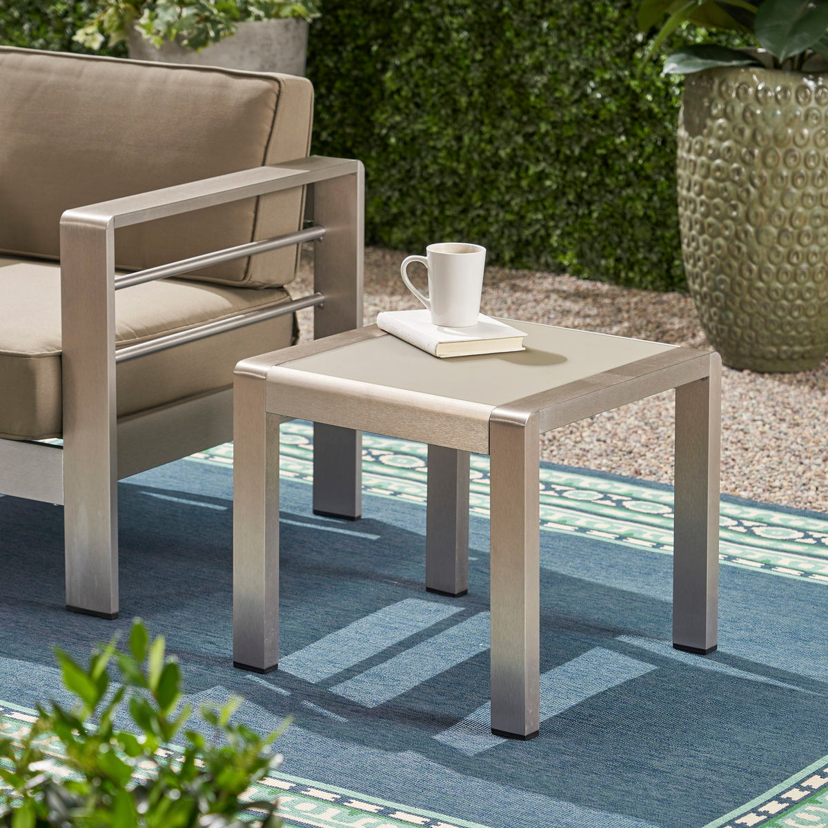 Cape Coral - Contemporary Side Table With Frosted Glass Top