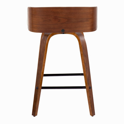 Maya - Mid Century Modern Fixed Height Counter Stool With Swivel And Square Footrest (Set of 2)