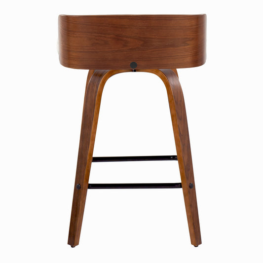 Maya - Mid Century Modern Fixed Height Counter Stool With Swivel And Square Footrest (Set of 2)
