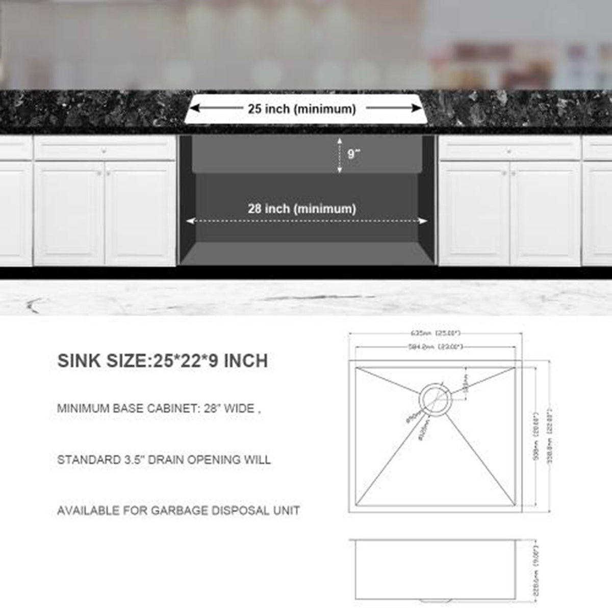 Modern Style Undermount Sink With Stainless Steel, Deep Single Bowl