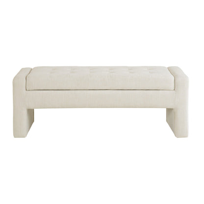 Elegant Soft Close Storage Bench Polyester Upholstery - Cream