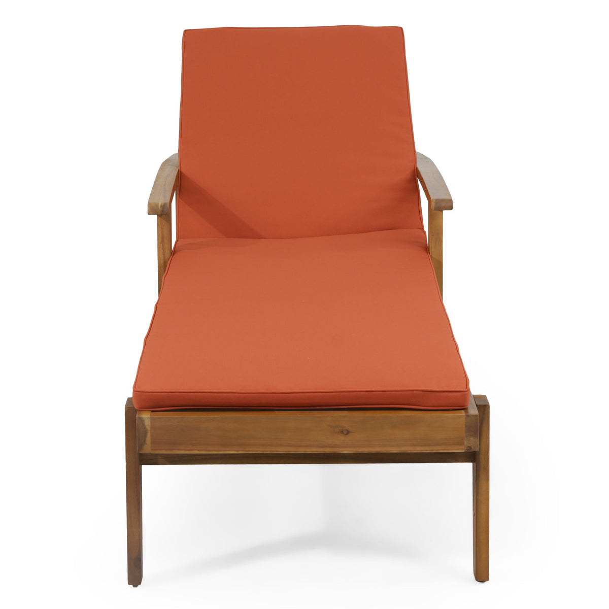 Jason - Chaise Lounge Acacia Wood Adjustable Outdoor Chair - Orange