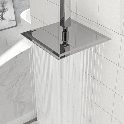 10" Square Rainfall Shower Head, Wall / Ceiling Mounted, Stainless Steel - Chrome