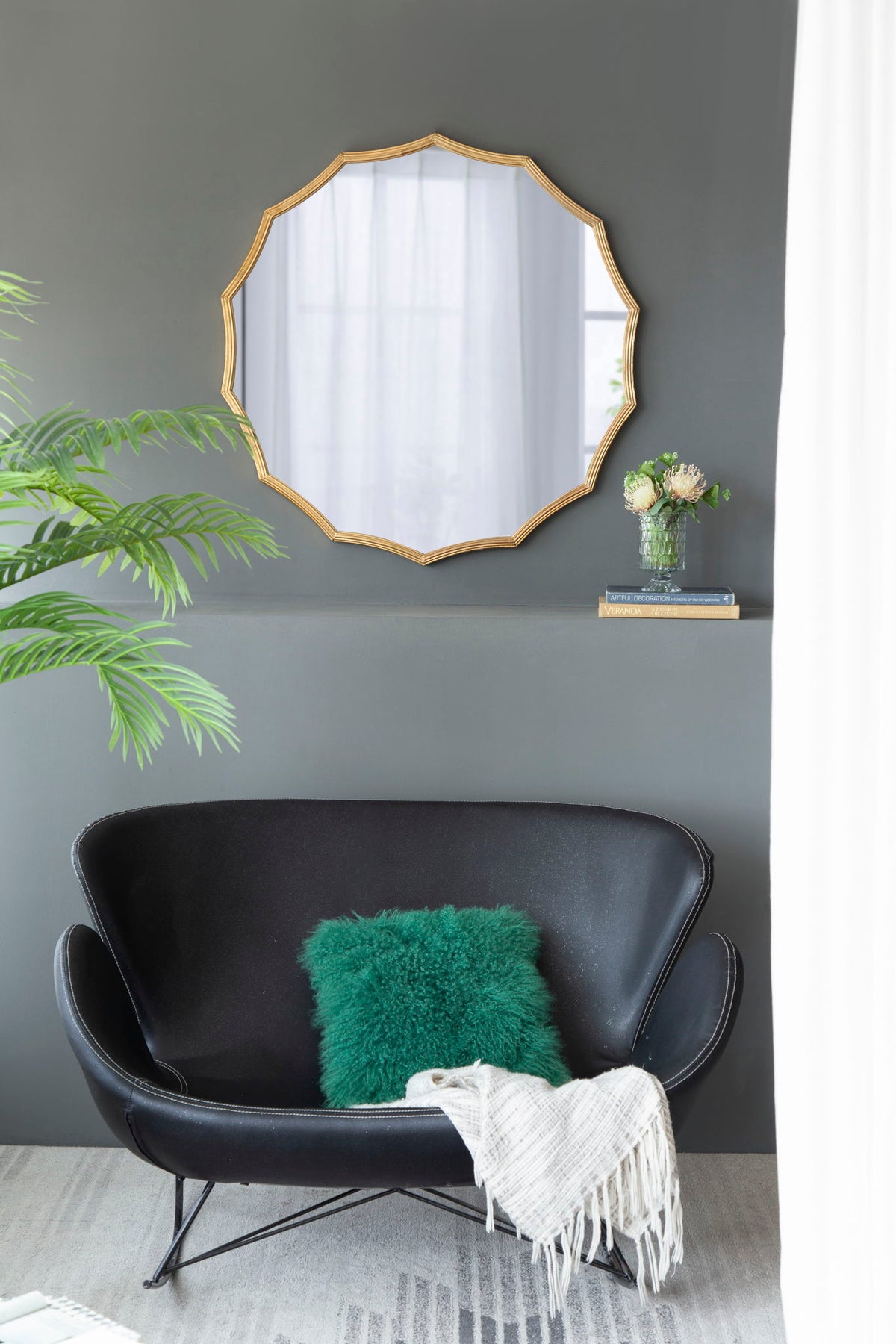 Round Sunburst Wall Mirror With, Wall Decor Mirror For Entryway Bedroom Living Room - Gold