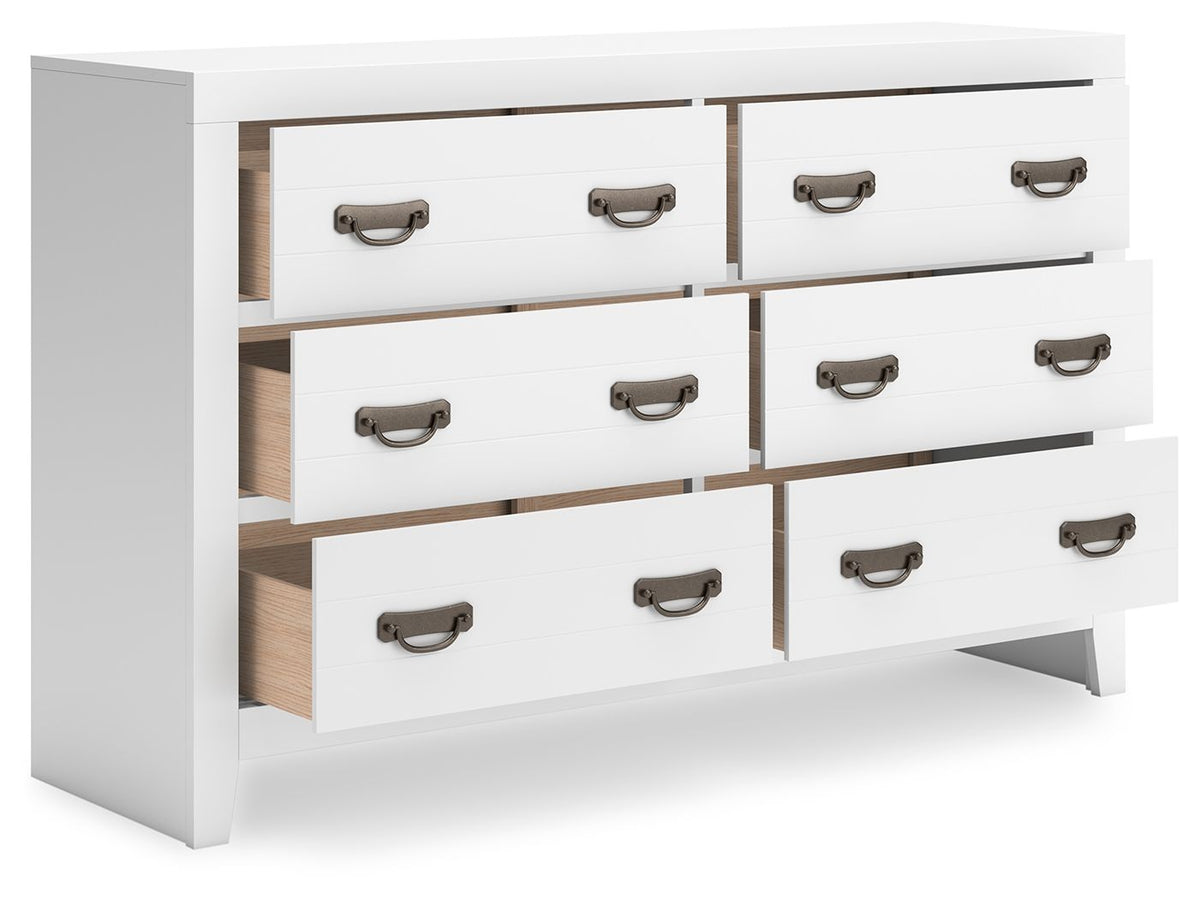 Binterglen - 4 Pc. - Dresser, Mirror, Chest, Twin Panel Bed - White