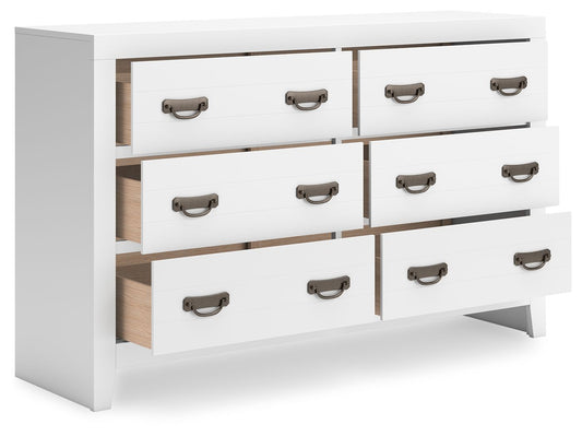 Binterglen - 6 Pc. - Dresser, Mirror, Chest, Twin Panel Bed, 2 Nightstands - White