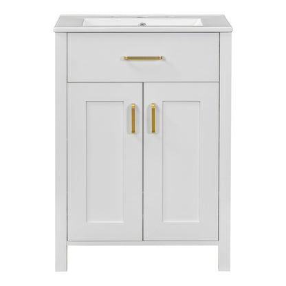 Bathroom Vanity Combo With Ceramic Sink, Luxurious Space-Saving Vanity, 2 Soft Close Doors