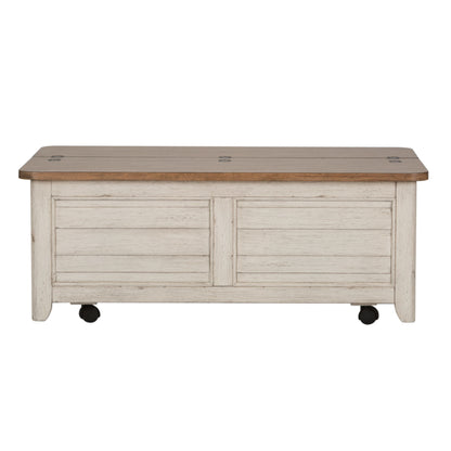 Farmhouse Reimagined - Storage Trunk - Antique White / Chestnut Tops