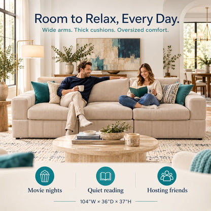 Oversized Modular Sectional Sofa 3 Piece Set, Flexible Layout For Living Room