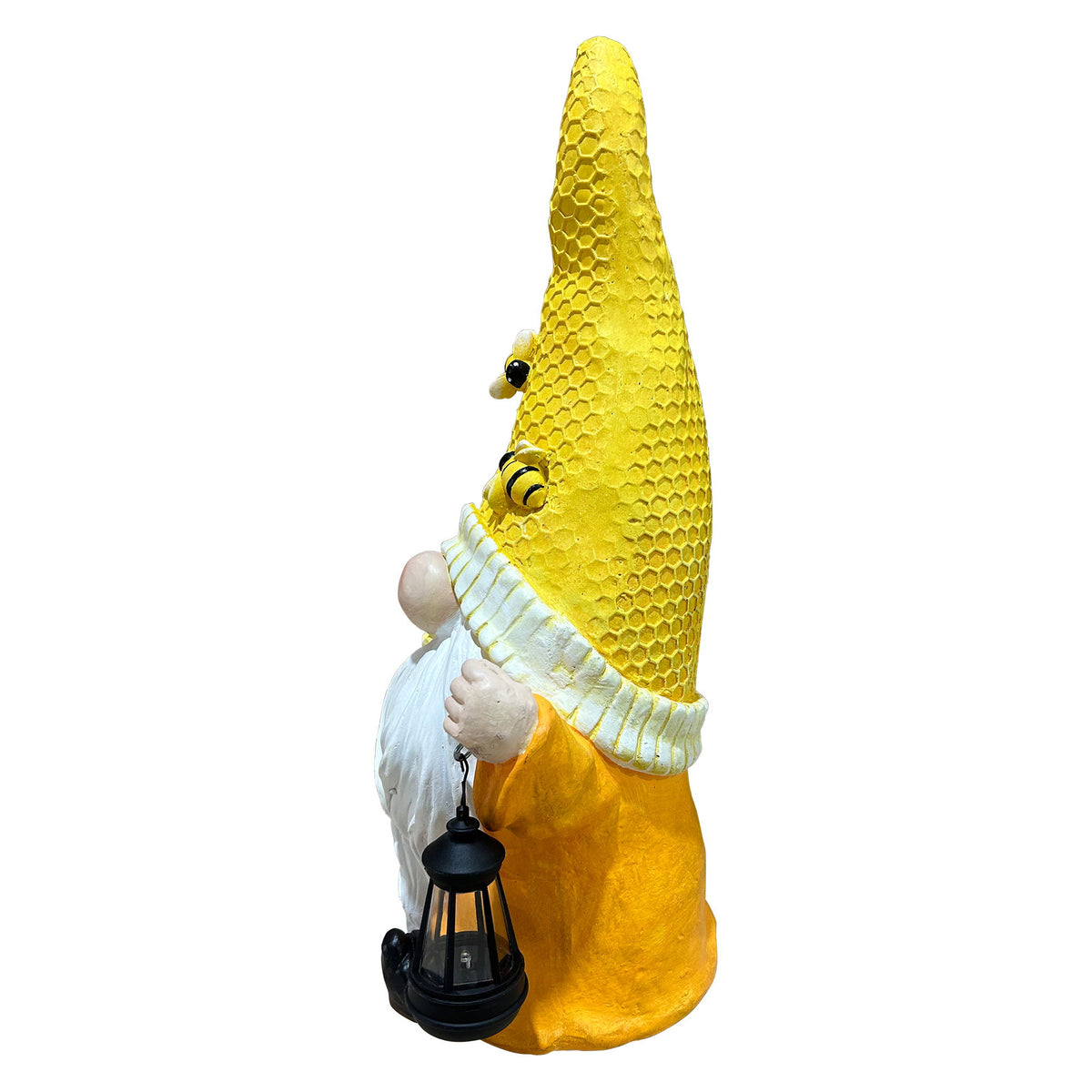 Tree Spirit Old Man Statue With Bee Decor, Garden Sculpture Ornament - Yellow / White