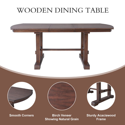 6 Piece Extendable Dining Table Set, Wood Table With Removable Leaf, 4 Upholstered Chairs And Bench - Cherry