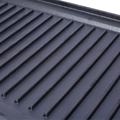 Pre Seasoned Cast Iron Reversible Rectangular Grill / Griddle - Black