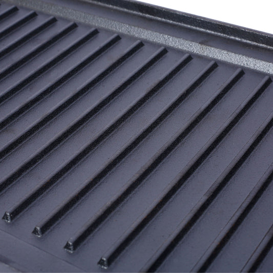 Pre Seasoned Cast Iron Reversible Rectangular Grill / Griddle - Black