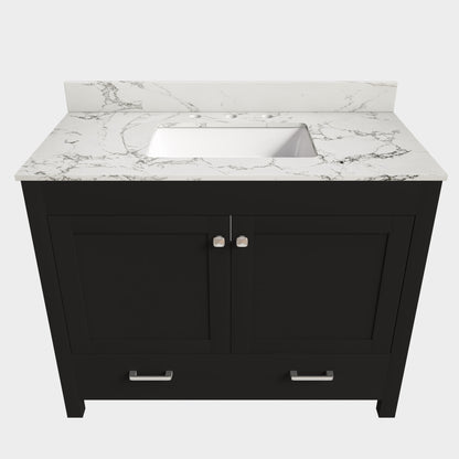 Bathroom Vanity Set, Soft Close Doors, 3 Faucet Holes, Sink Included - Black