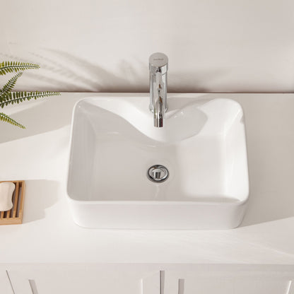 Modern Ceramic Rectangular Vessel Bathroom Sink With Sleek Design
