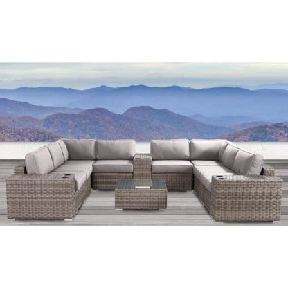 Modern Patio Rattan Sectional Set With Cushions