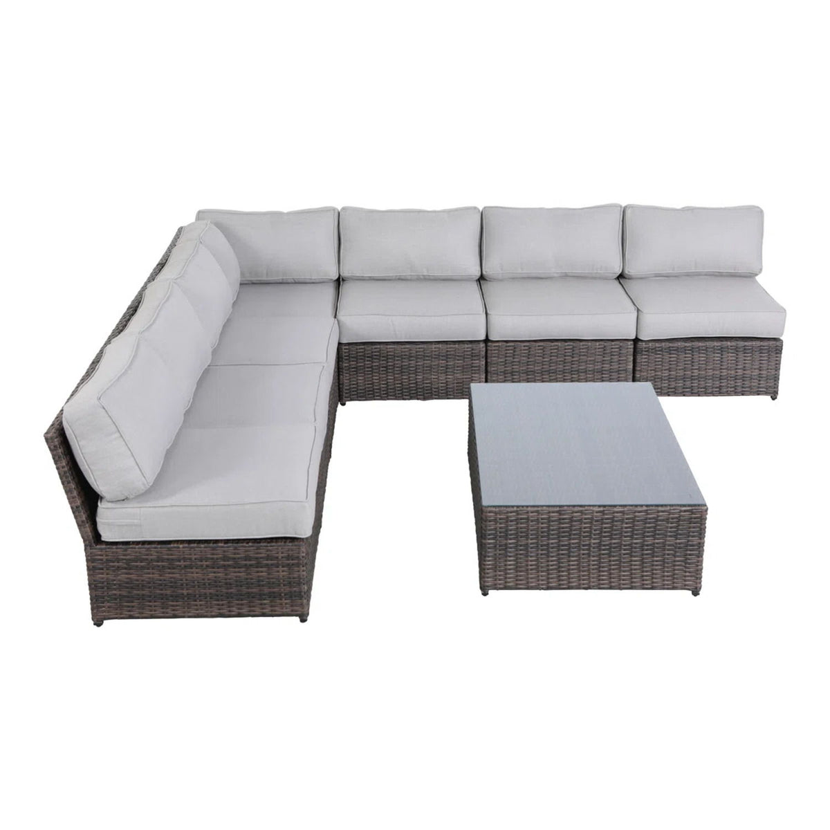 Comfortable Modern Patio Rattan Sectional Set With Cushions