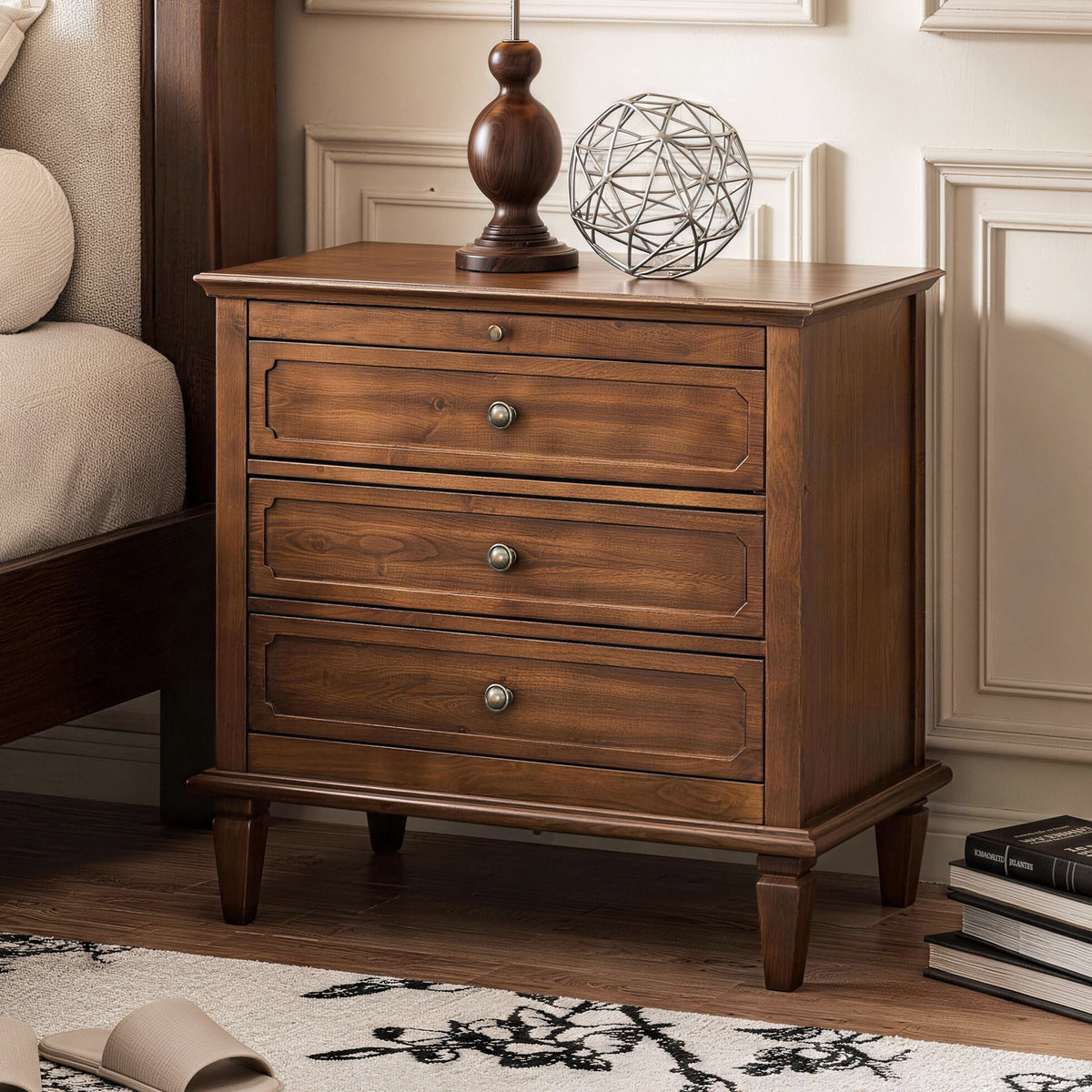 3 Drawer Nightstand With Charging Station, Bedside Table With USB & Type C Port And 2 AC Outlets
