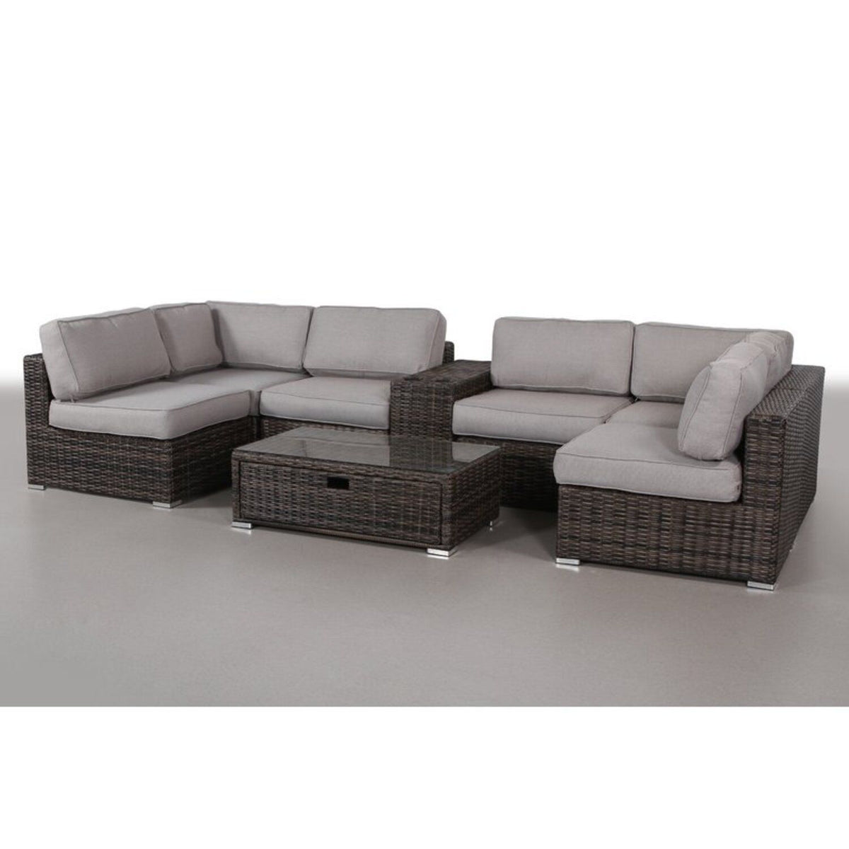 Elegant 4 Person Wicker Patio Seating Set With Cushions And Glass Top Table