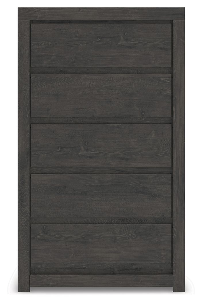 Fraluna - Five Drawer Chest - Charcoal
