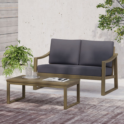 Samwell - Coffee Table & Loveseat Set With Water Resistant Cushions - Dark Gray