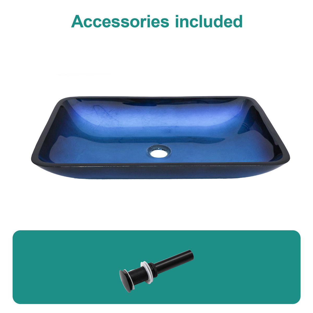 Gradient Tempered Glass Vessel Sink With Pop-Up Drain