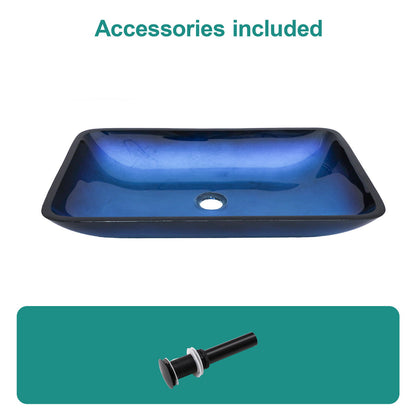 Gradient Tempered Glass Vessel Sink With Pop-Up Drain