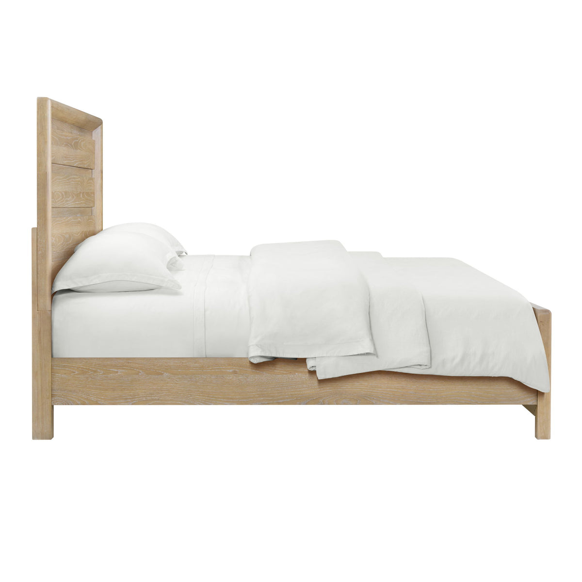 Panel Bed Frame With Unique Headboard And Included Slats