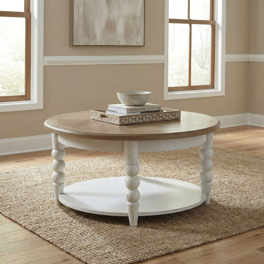 Turnberry Park - Round Cocktail Table - Washed White