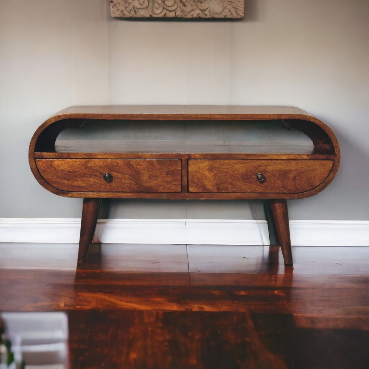 Solid Wood Circular TV Stand