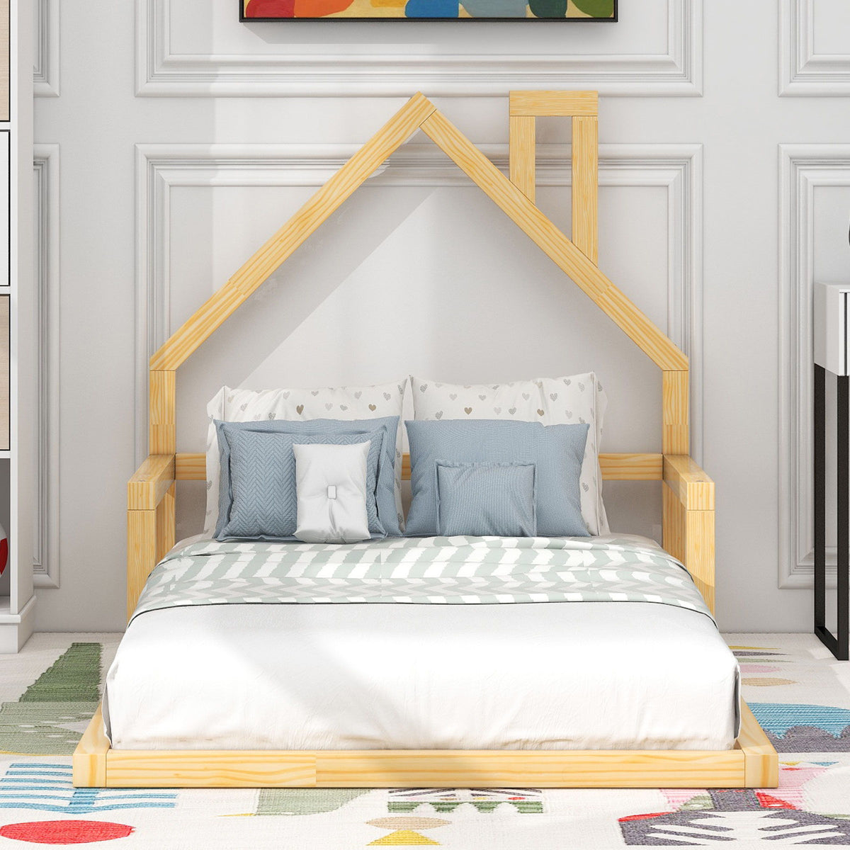 Floor Bed With House Shaped Headboard