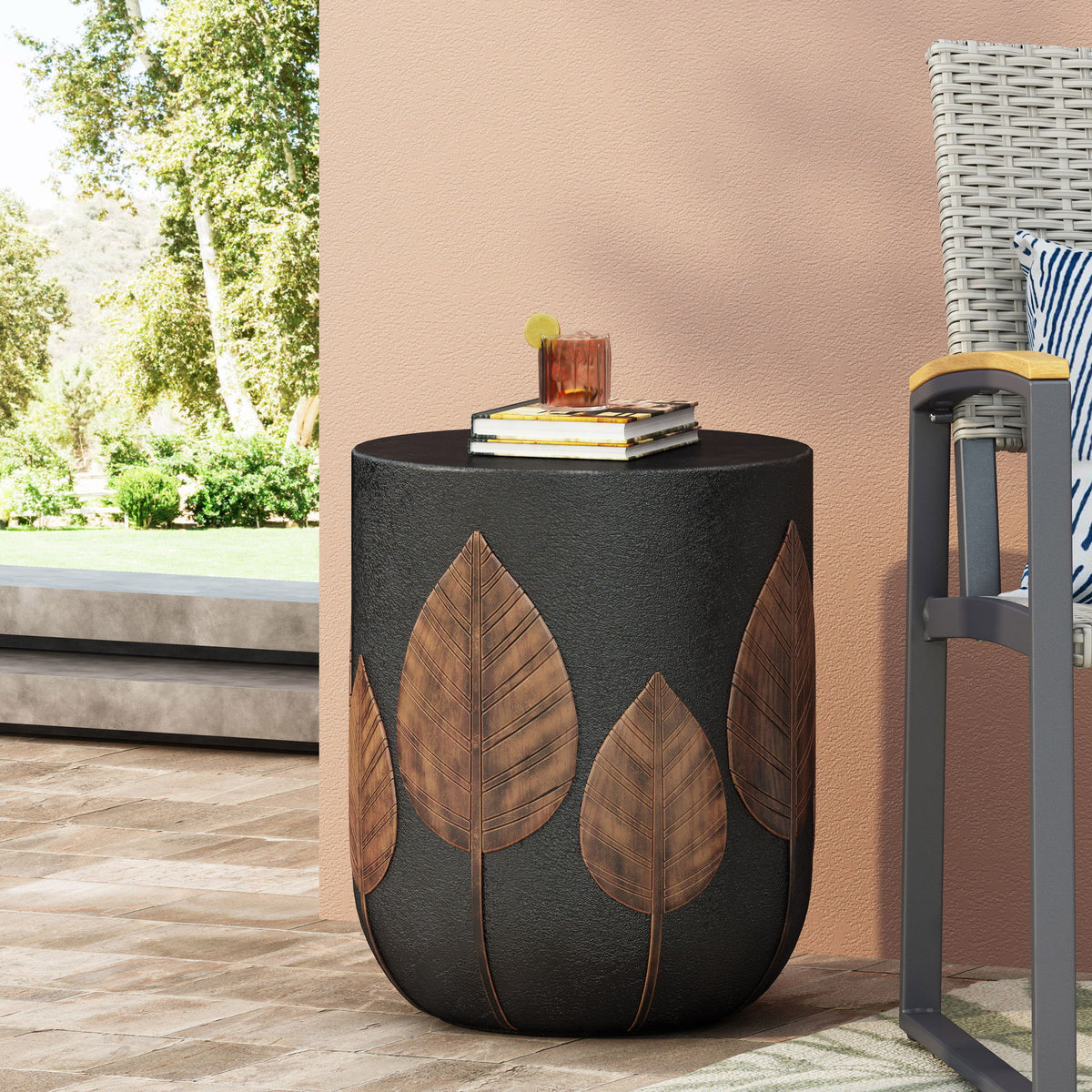 Outdoor Lightweight Concrete Side Table - Copper