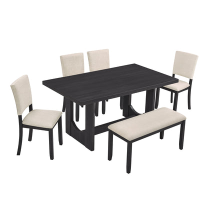 Dining Table Set, Rectangular Kitchen Table With Upholstered Chairs