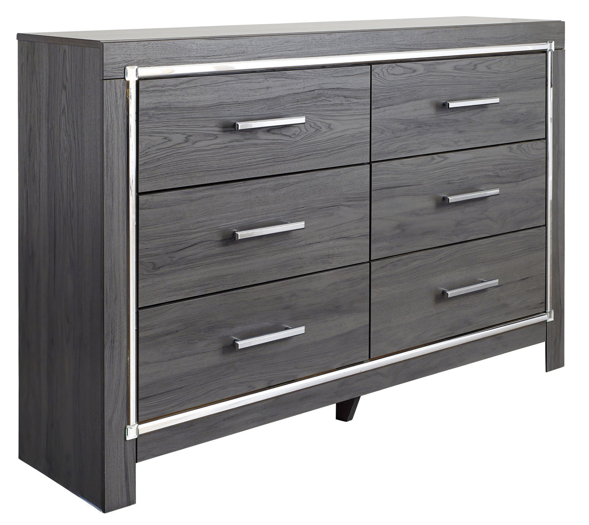 Lodanna - 3 Pc. - Dresser, Mirror, King Upholstered Panel Headboard with Bolt on Bed Frame - Gray