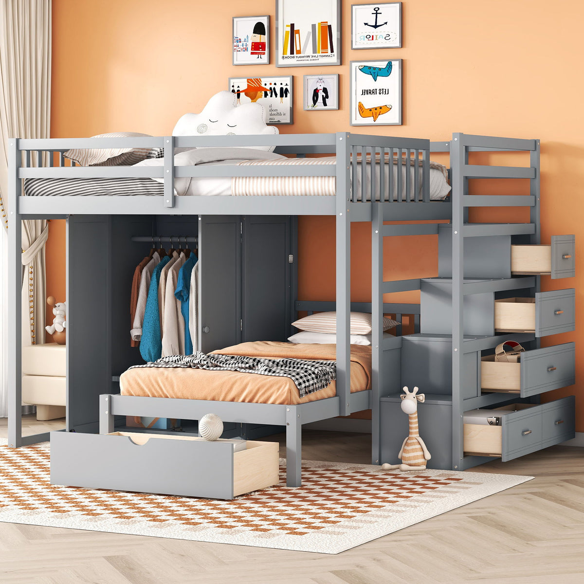 Bunk Bed With Wardrobe, Drawers