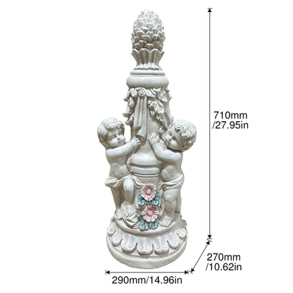 Children Garden Climbing Statues - Antique Gray White