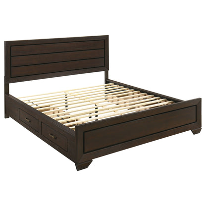 Kauffman - Queen Storage Panel Bed With Side Drawers - Dark Brown