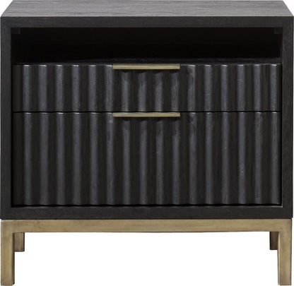 Kentfield - Solid Wood Two Drawer Nightstand - Black Drifted Oak