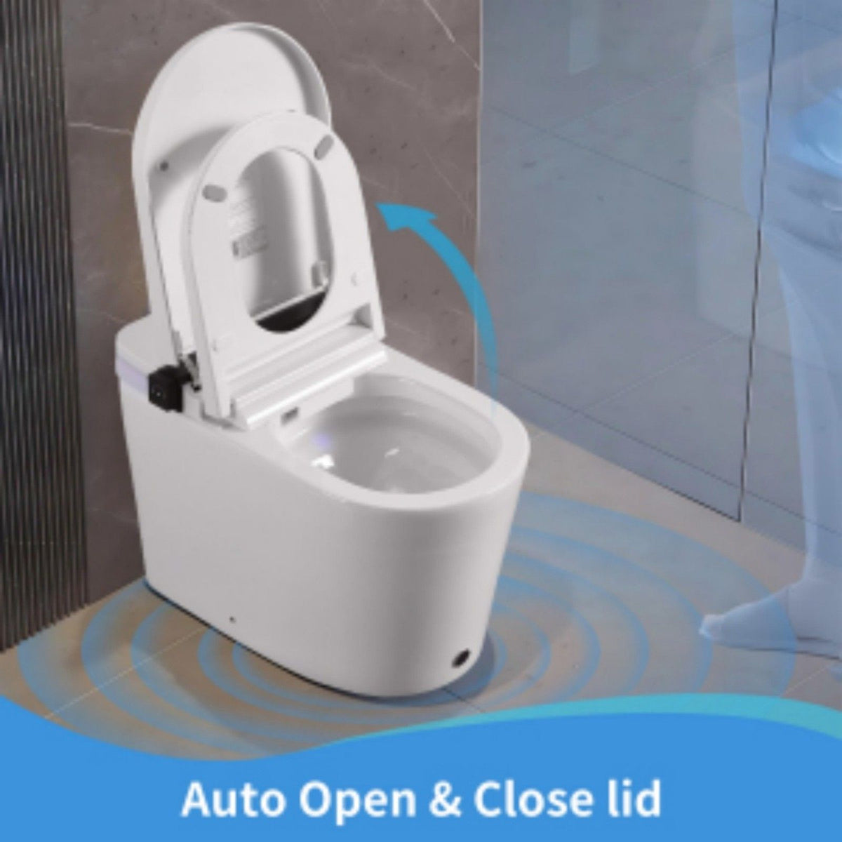 Smart Toilet With Bidet Seat Built In, Auto Open / Close Seat, Foot Sensor, LED Display - White