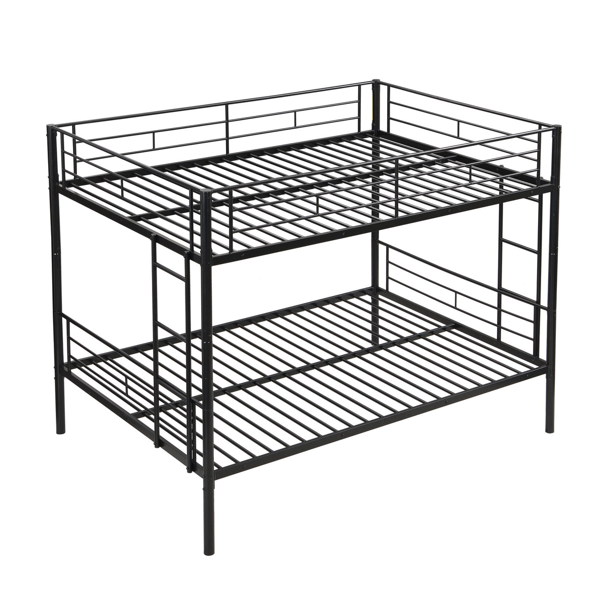 Modern Metal Bunk Bed, Full Over Full, No Box Spring Needed - Black