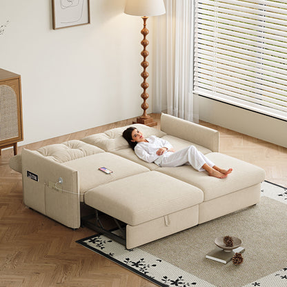 Sleeper Sofa, Expandable Sectional With Ottoman For Living Room