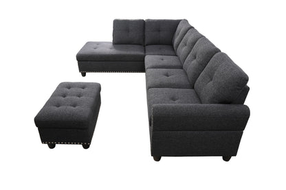 Alger - Left Hand Facing Sofa & Chaise With Ottoman