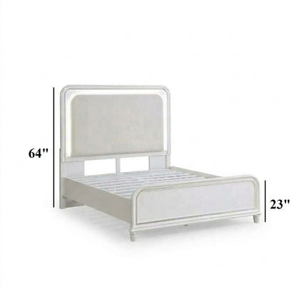 Bed With LED Lights Panel Headboard And Footboard Frame