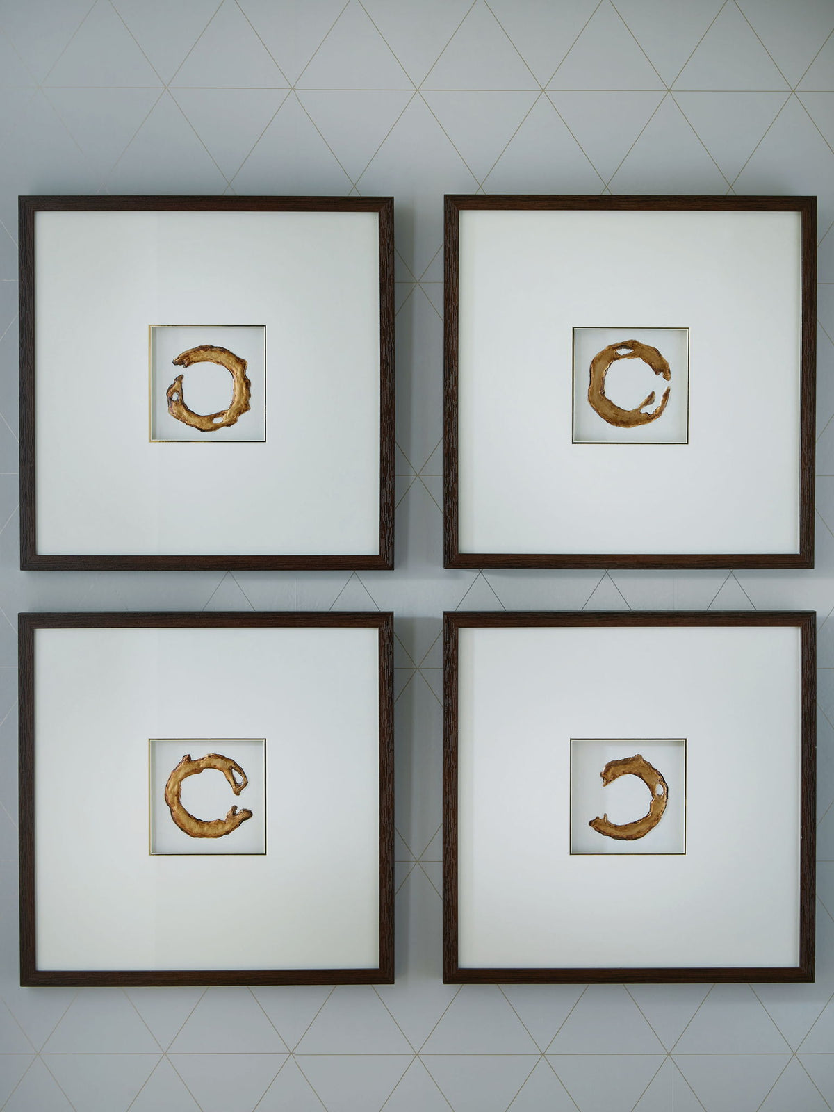 Dallbourne - Wall Art Set (Set of 4) - White / Gold Finish