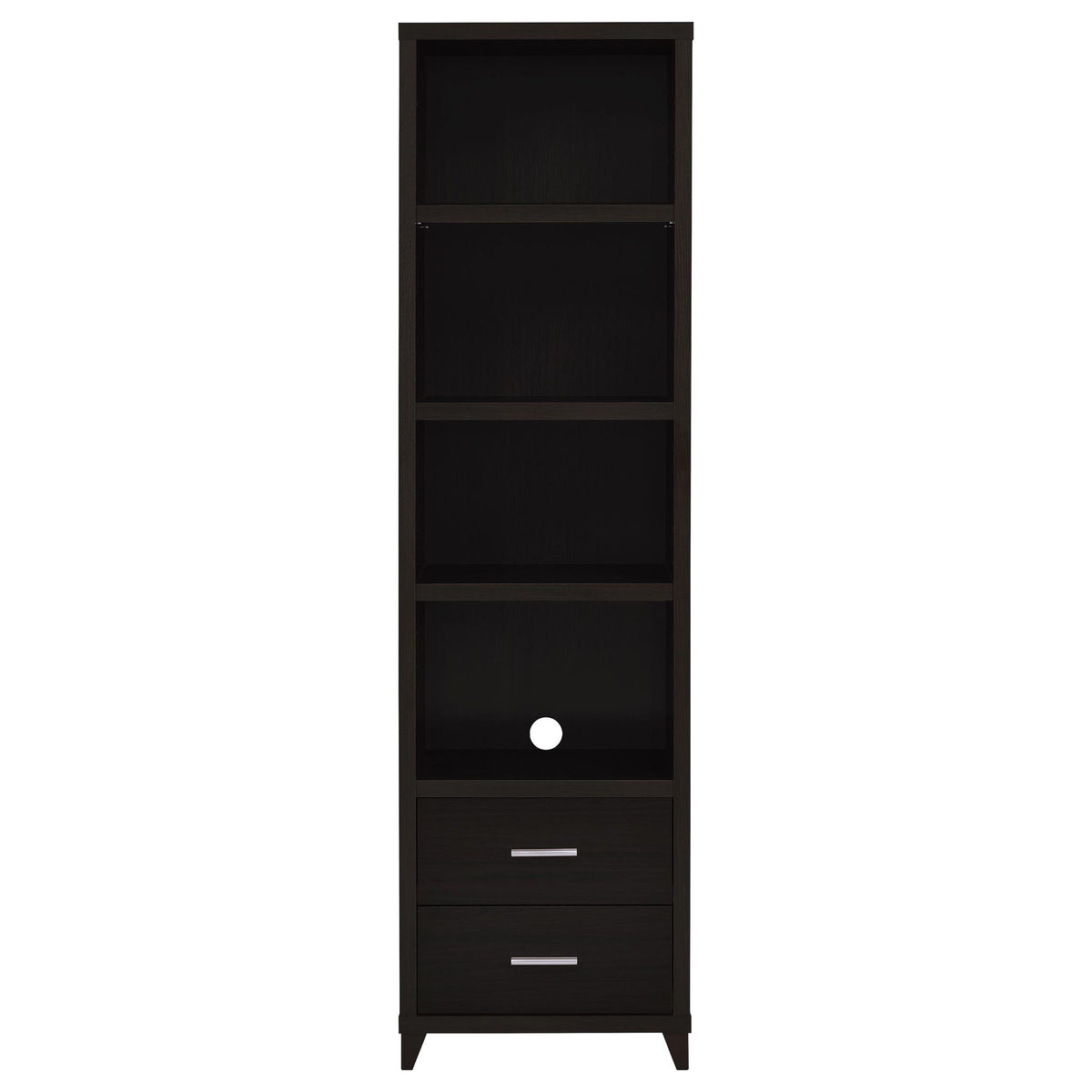 Media Tower With And Drawer With Adjustable Shelves Handles - Brown
