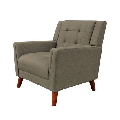 Upholstered Armchair With Button Tufting And Tapered Legs - Mocha