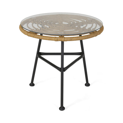 Petrichor - Outdoor Side Table With Tempered Glass And Steel Frame