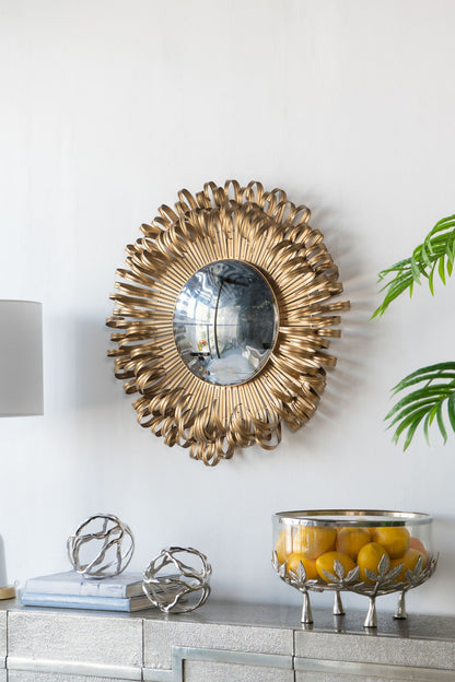 Sunburst Design Wall Mirror Decorative en For Entryway, Modern Living Room - Gold